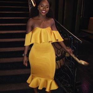 Mustard Yellow Ruffle Dress
